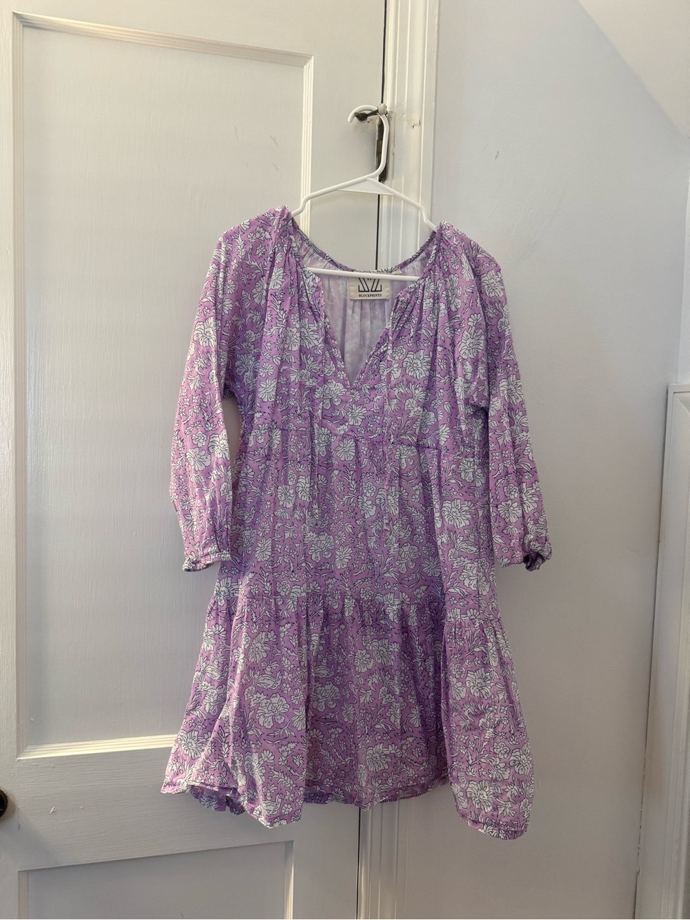Lavender Floral Tiered V-Neck Dress